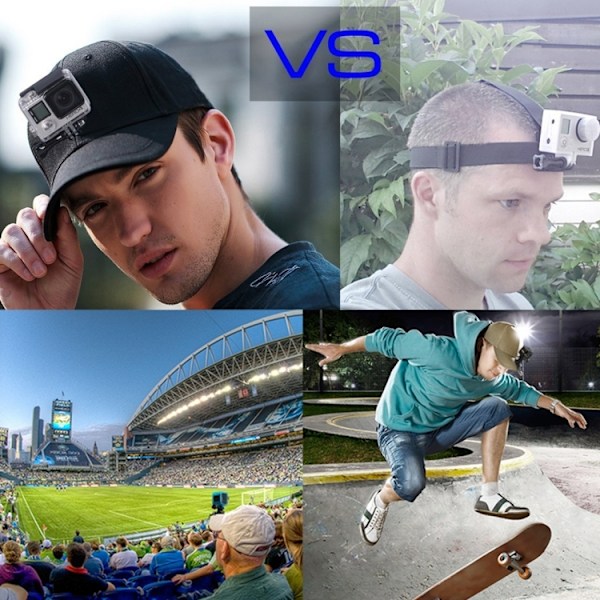 Baseballkeps med J-krok spännefäste och skruv för GoPro, DJI OSMO Action och andra actionkameror Svart