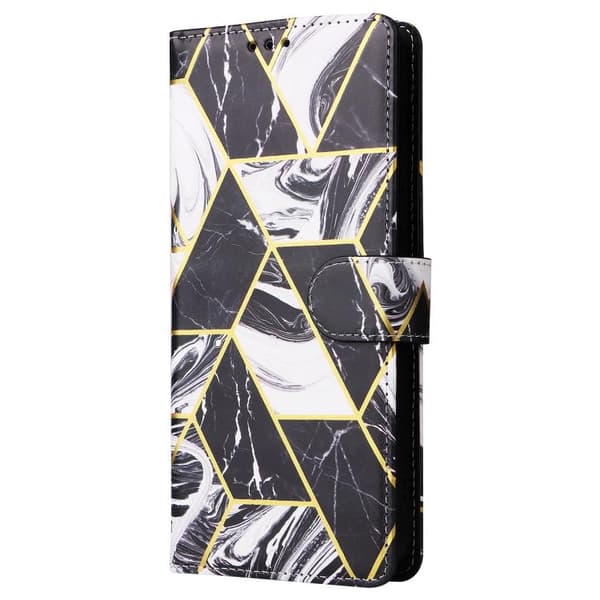 Redmi Note 14 4G - Marmor Brons Sömnad Läder Mobilfodral Svart