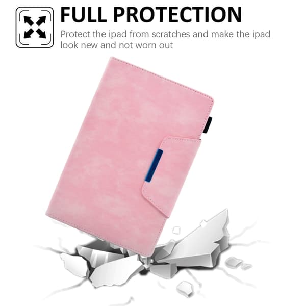 Samsung Galaxy Tab A7 Lite Suede Cross Texture Läderfodral med Magnetlås Rosa