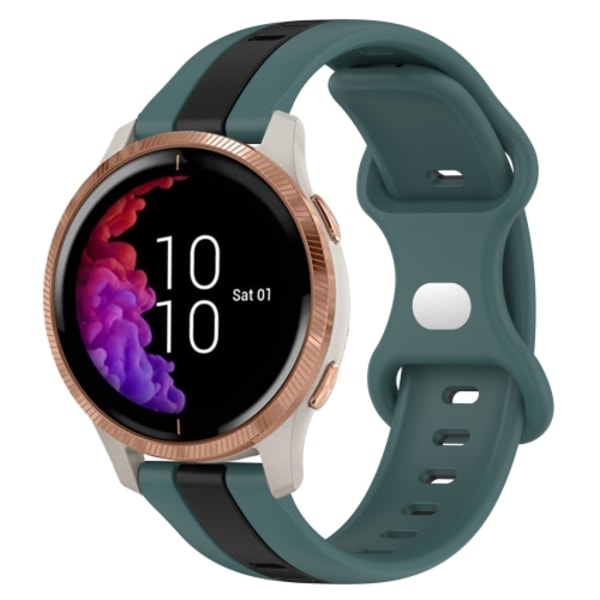 För Garmin Venu 20 mm Butterfly Spänne Tvåfärgad watch Green-Black