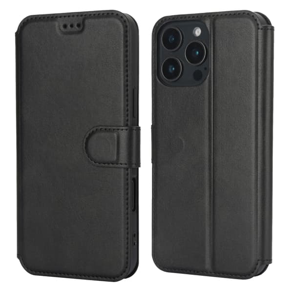 iPhone 16 Pro Max Shockproof PU + TPU Skal - Hållbart Fodral Läder Svart