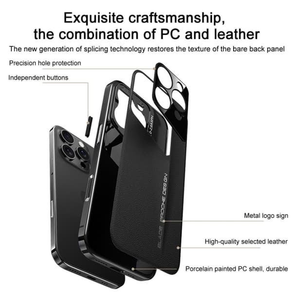 iPhone 16 Pro Max Fodral J-20 Läder Skyline Design - Full Coverage Skal Svart