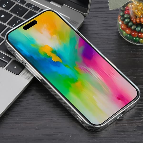 iPhone 16 Pro Max 6D Pläterad Kolfiber Klar Magsafe PC Skal Stjärnljus Silver