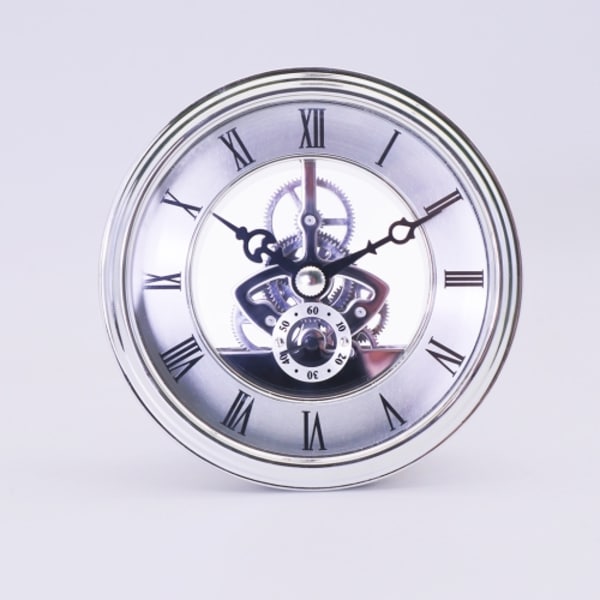Metallisk genomskinlig kvartsklocka kugghjulsklocka DIY-tillbehör 97 mm silverklockhuvud
