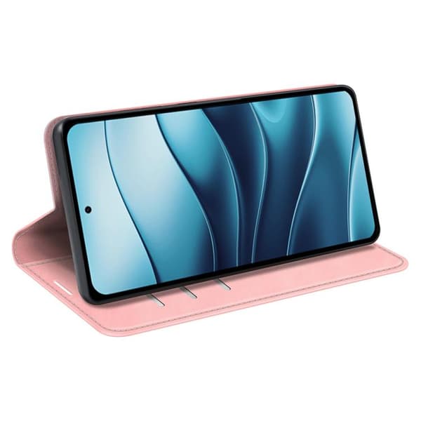 Redmi Note 14 4G - Retro-skin Magnetisk Läderfodral Rosa