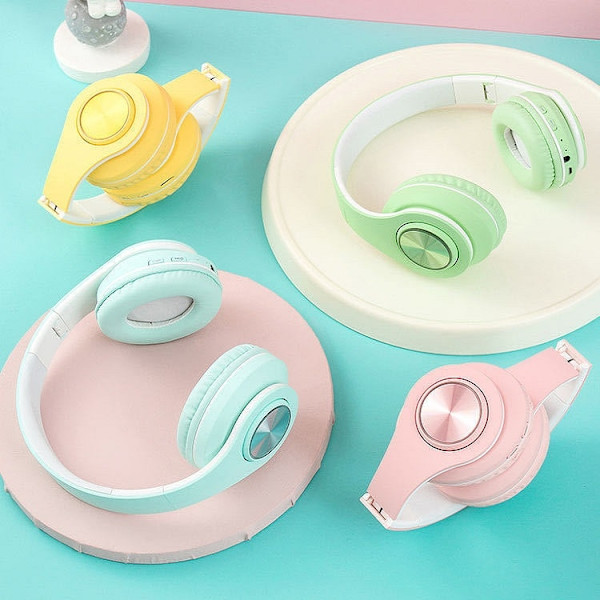 B39 Macaron Trådlösa Bluetooth-headset Fällbara Gaming-headset TF-kort Matcha Grön