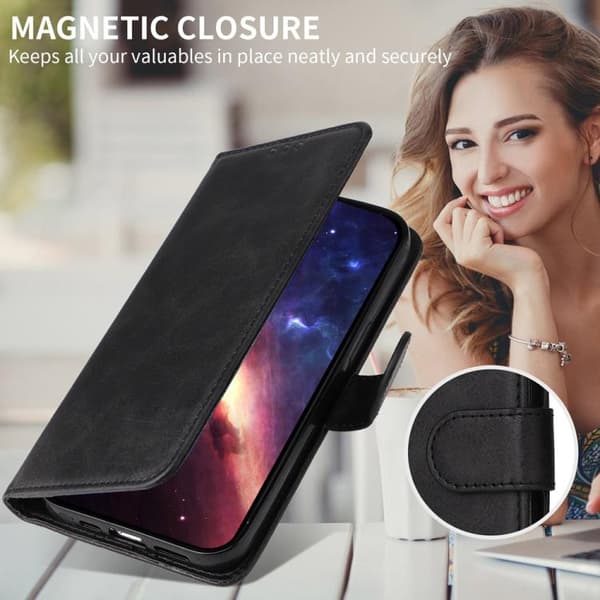 iPhone 18 Pro Max / iPhone 17 Pro Max Skal Läderfodral - Klassisk Kalvskinnstextur Svart