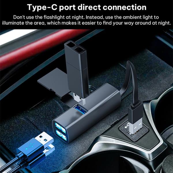 Typ-C till USB3.0, Dubbel USB2.0, SD, TF Kort Bärbar Multifunktionell Dockningsstation Hub Adapter (Silver)