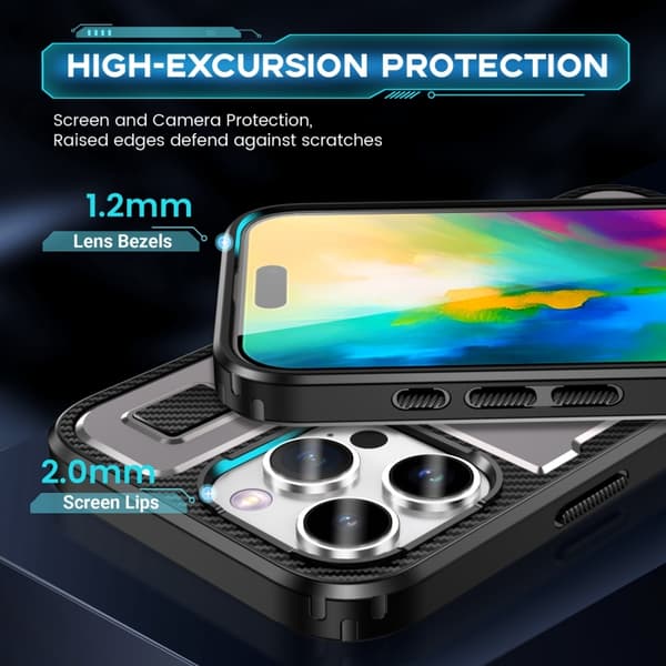 iPhone 16 Pro Skal Kolfiber - Hybrid PC TPU Telefonfodral Grå