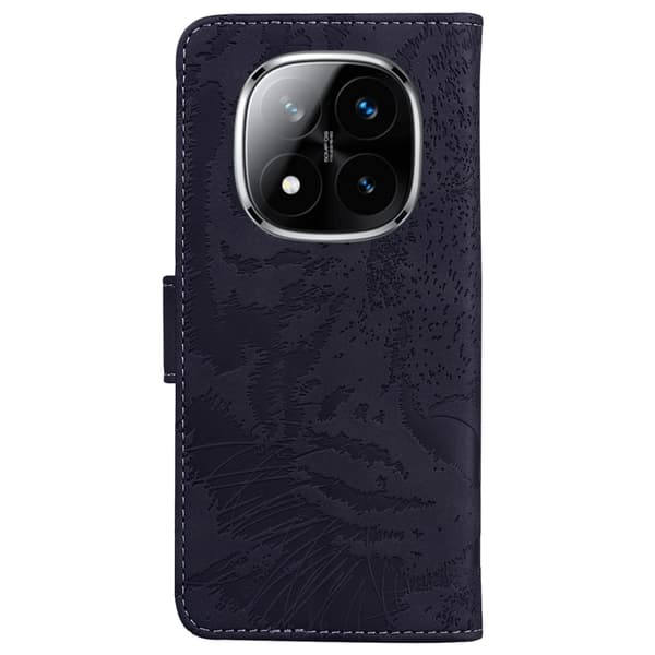 Redmi Note 14 Pro / Note 14 Pro+ 5G - Tiger Prägung Lederhülle Svart