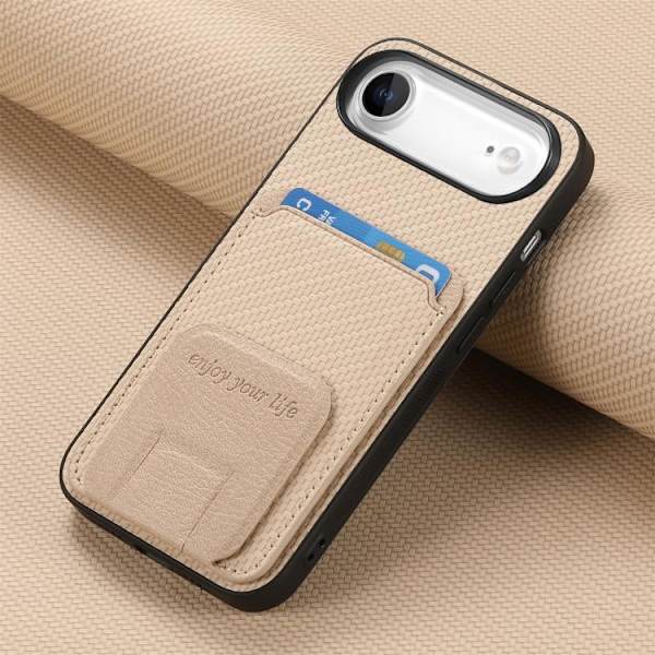 iPhone 17 Air Skal - Kolfiber med Fällbart Ställ Kaki