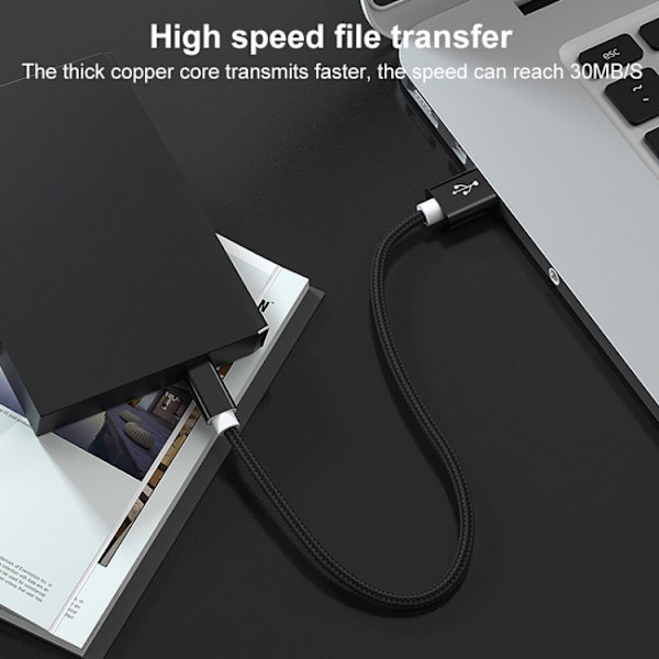 5 st Mini USB till USB A vävd data-/laddningskabel för MP3, kamera, bil DVR, längd: 2 m Guld