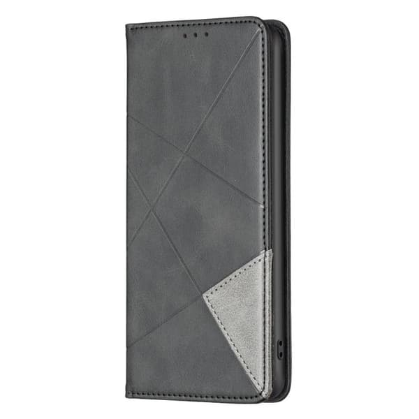 iPhone 18 Pro Max / iPhone 17 Pro Max Rhombus Textur Magnetiskt Skal Läderfodral Svart