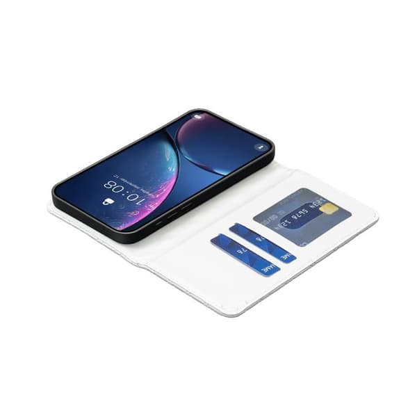 iPhone 18 Pro / iPhone 17 Pro Diamantgaller Magnetisk Läder Flip Skal Vit