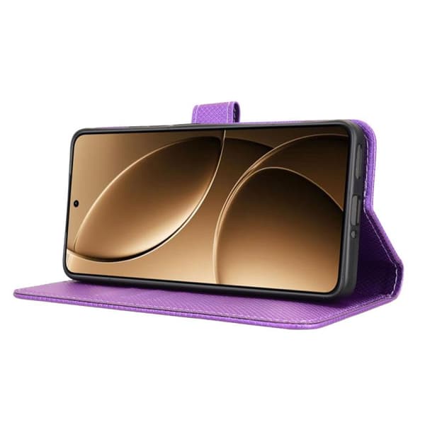 Redmi K80 / K80 Pro - Diamanttexturerat Läderfodral Purpur