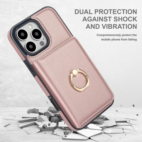 iPhone 16 Pro Max RFID Antistöld Kort Ringhållare Skal Roséguld