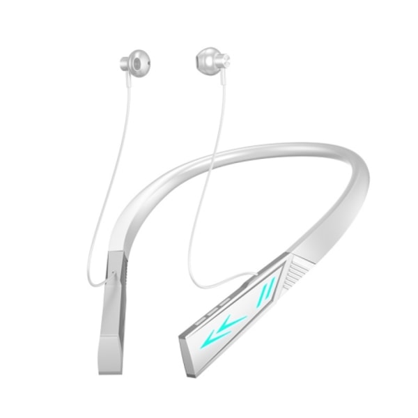 E68 Bluetooth V5.2 Hörlurar Magnetiska Sport Nackband Trådlösa Hörlurar Med Mikrofon Elegant vit