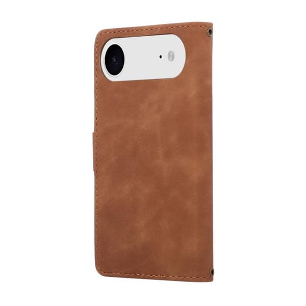 iPhone 17 Air Skal - läder med multifunktionell multi-kortficka Brun