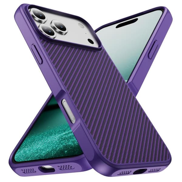 iPhone 18 Pro Max / iPhone 17 Pro Max Skal - kolfibertextur med akryl-TPU-finish Purpur