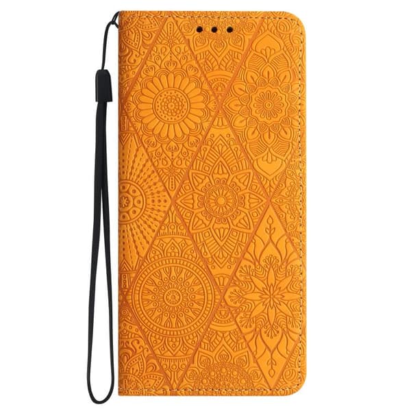 Redmi Note 14 Pro 4G - Etnisk Pr präglad Läderfodral med Adsorption Gul