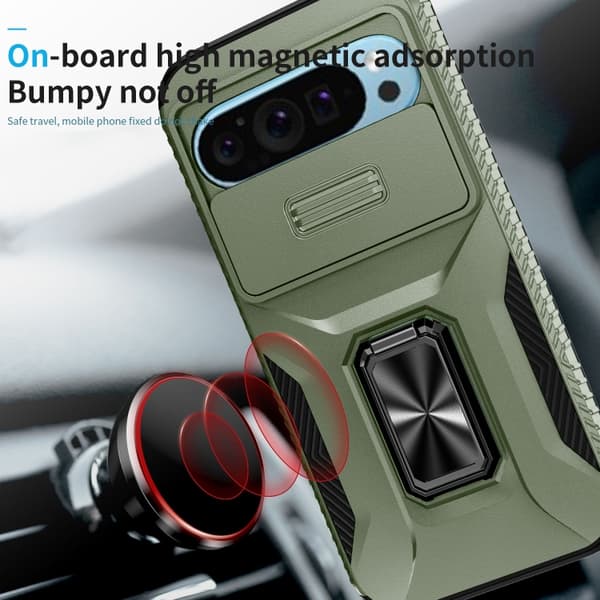 för Pixel 10 / 10 Pro / 9 Pro Skal med Sliding Camshield Holder Alpingrön