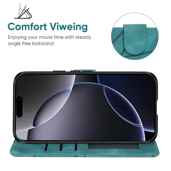 iPhone 16 Pro Max Skal Geometriska Linjer - Läder Fodral Grön