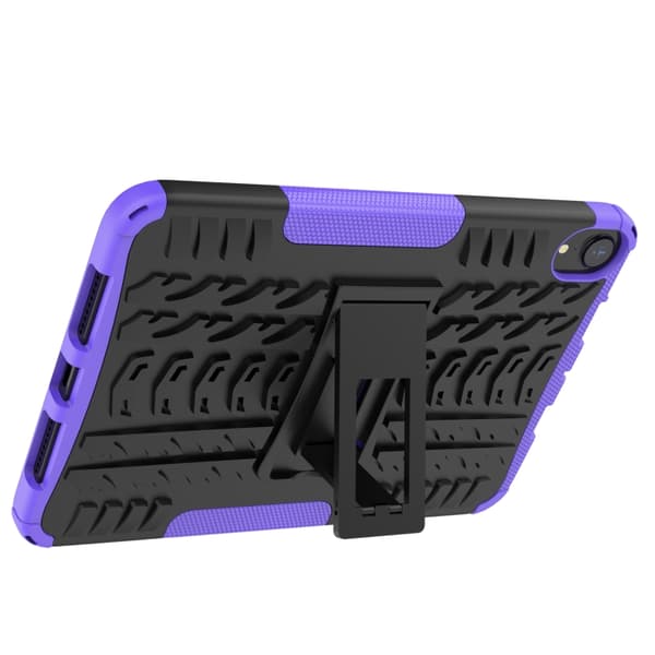 iPad mini 6 / mini 2024 Skal med Däcktextur TPU + PC Stötsäker Tablet Case med Ställning Purpur