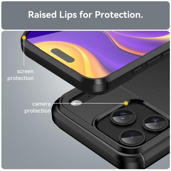 iPhone 18 Pro Max / iPhone 17 Pro Max Skal - Borstad Textur av Kolfiber TPU Svart