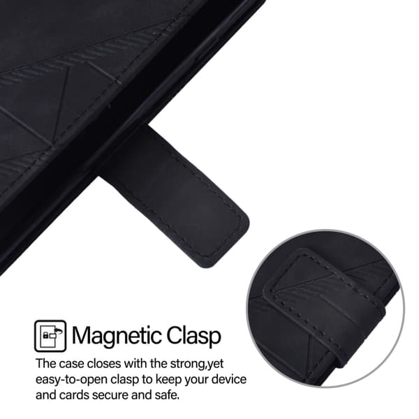 iPhone 16 Pro Skal - 3D Embossed Flip Fodral Läder Svart