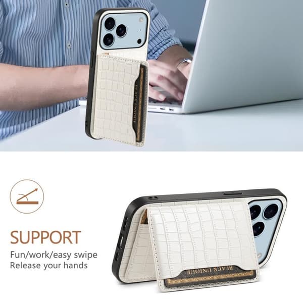 iPhone 18 Pro Max / iPhone 17 Pro Max Skal med Krokodiltextur och Fullt Skyddande Design Vit