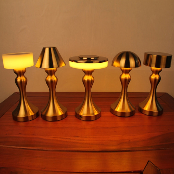 Retro Bar USB Uppladdningsbar Metall Touch Skrivbordslampa, Specifikation: Guld (D-modell)