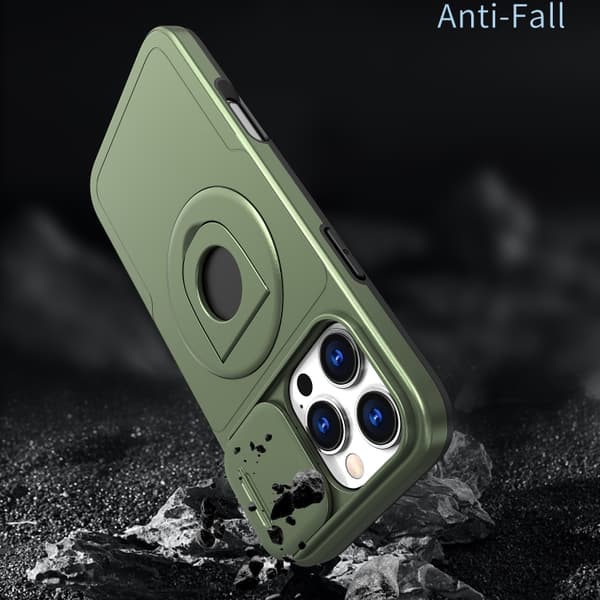 iPhone 16 Pro Camshield MagSafe Ring Holder Armor Skal Olivgrön