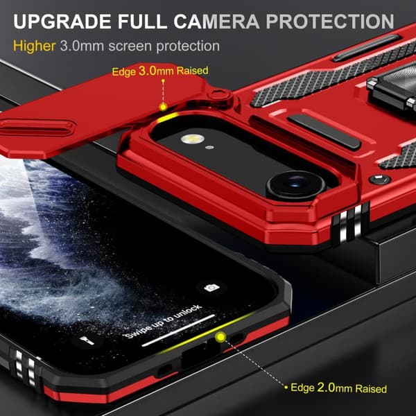 iPhone 17 Air - Armor PC + TPU Kameraskydd Skal Röd