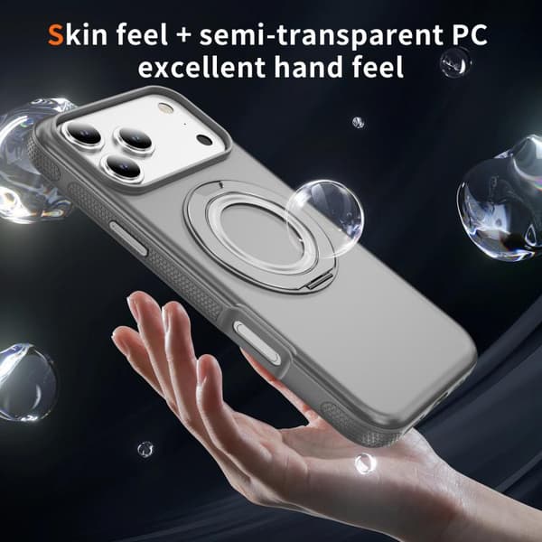 iPhone 18 Pro / iPhone 17 Pro Skal - Translucent PC Gear Holder med C MagSafe Ljusgrå+Grå