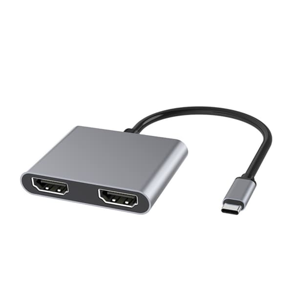 4-i-1 Multifunktionell USB-C / Typ-C till PD USB-C / Typ-C + USB 3.0 + Dubbel HDMI Hub Dockningsstation (Grå)