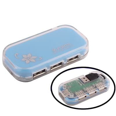 Hög Hastighet 4-Portars USB 2.0 Hub (Blå) - Plug-and-Play, Kompatibel med USB 1.1, 480 Mbps Dataöverföring