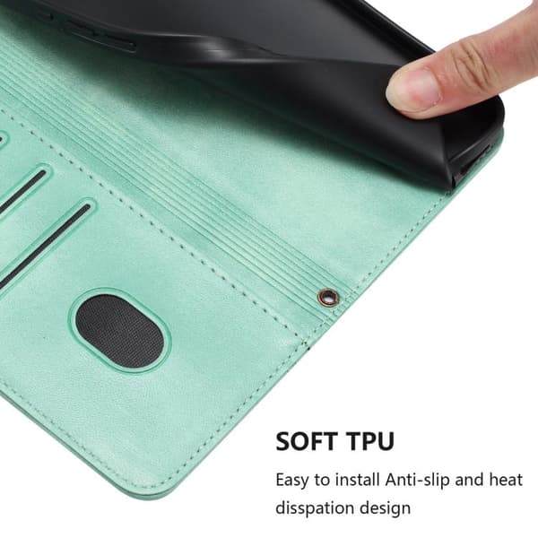 iPhone 18 Pro Max / iPhone 17 Pro Max Skal läderfodral med linjesömnad och retro design Mintgrön