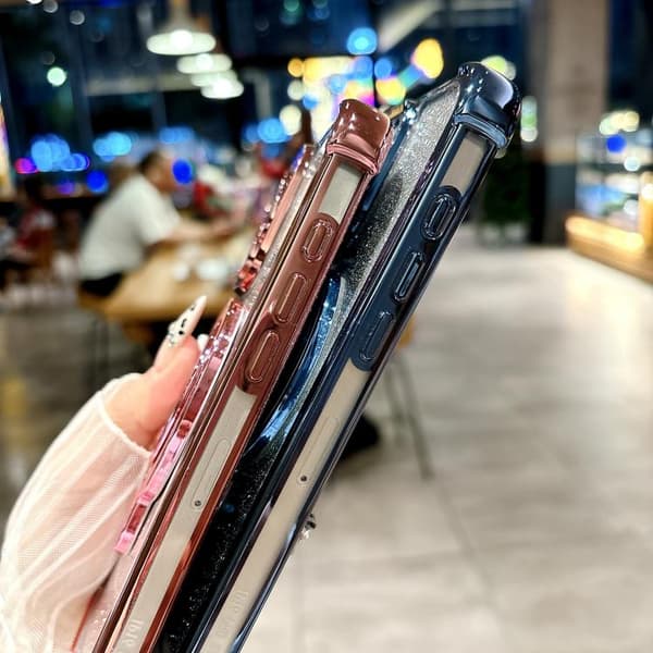 iPhone 16 Pro Skal med Space Gradient Glitter MagSafe Hållare och Linsskydd Blå