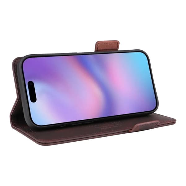 iPhone 17 Skal Läderfodral med Magnetlås Brun