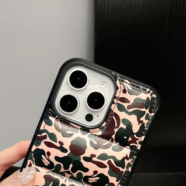iPhone 16 Pro Camouflage Eiderdown Airbag Skal Blå-B