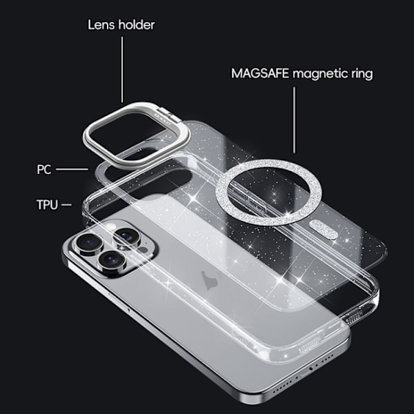 iPhone 16 Pro Shiny Shield MagSafe Linshållare Skal Rosa