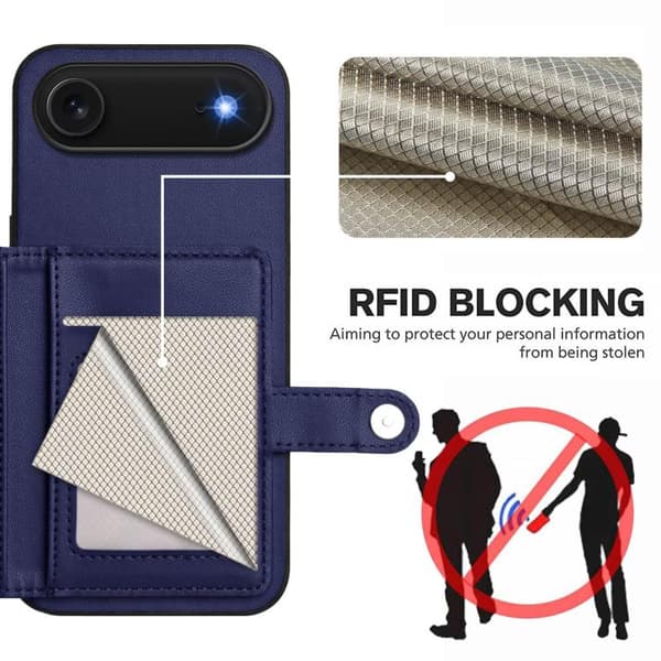 iPhone 17 Air Skal med RFID-skydd och kortfack Blå