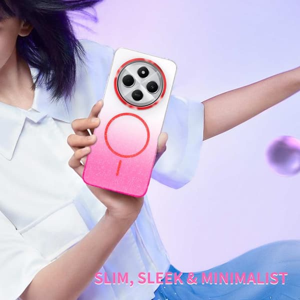 Redmi Note 14 Pro 4G Global - Guld Diamant Glittrande Gradient MagSafe Stötsäker Mobilskal Purpur