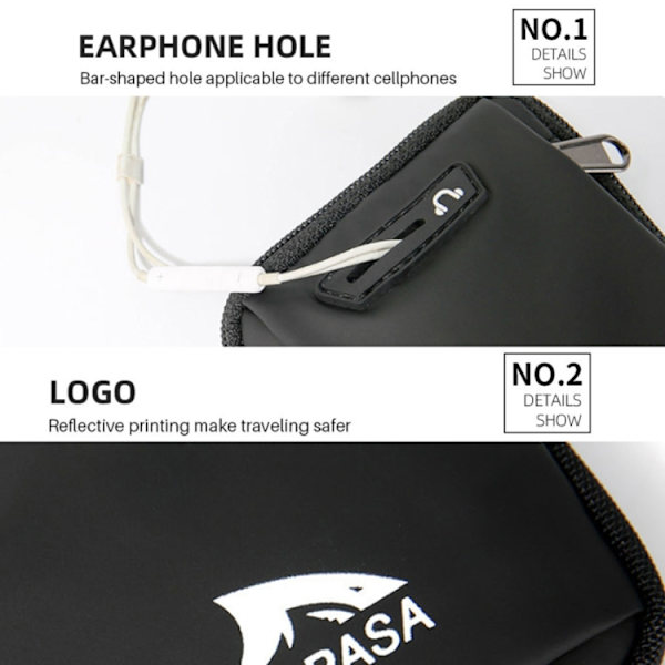 BAPASA A155 Mini Multifunktionell Crossbody Telefonväska Midjeväska Svart