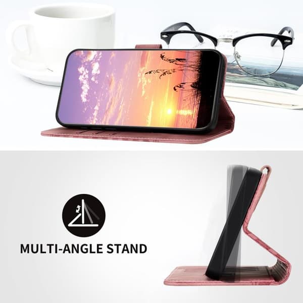 iPhone 18 Pro / iPhone 17 Pro Skal - läder med elefanthuvud och lanyard Rosa