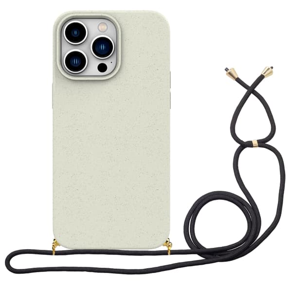 iPhone 16 Pro Max Skal av Vetestrå och TPU med Rem Vit