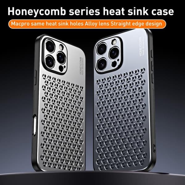 iPhone 16 Pro Max Honeycomb Strålande Legeringsskal Rymdsilver