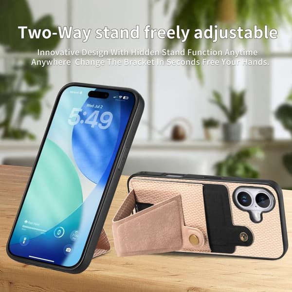 iPhone 17 Skal - K-form med kolfiber och kortfickor Kaki