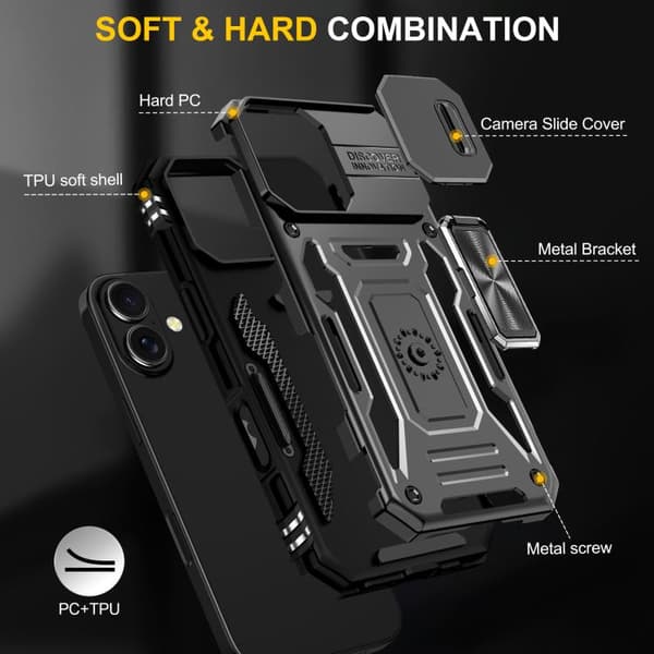 iPhone 17 Skal med Armor PC + TPU Kameraskydd Svart