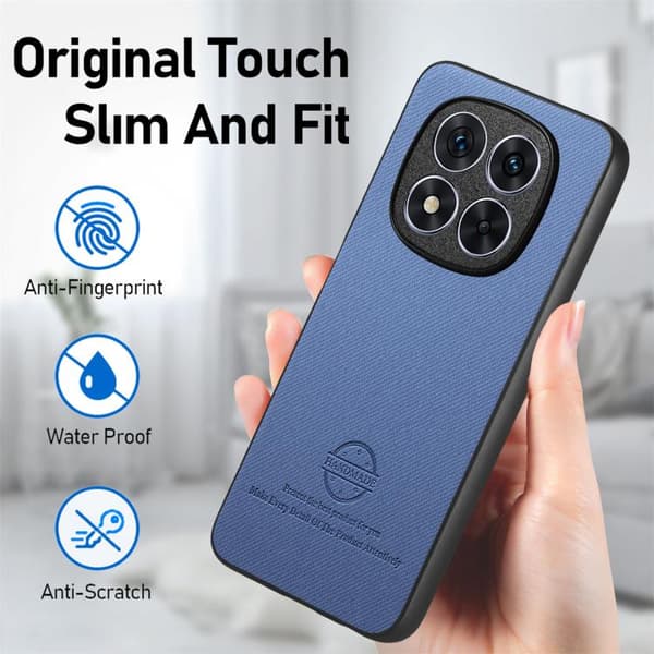Redmi Note 14 Pro 5G - Twill Tyg Läder Skal Blå